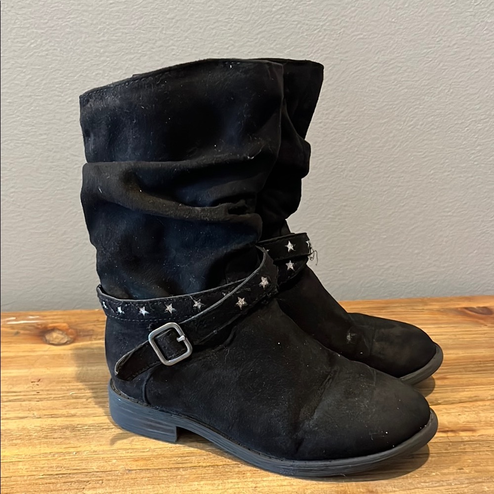Wonder Nation Black Ankle Boots with Side Zipper
